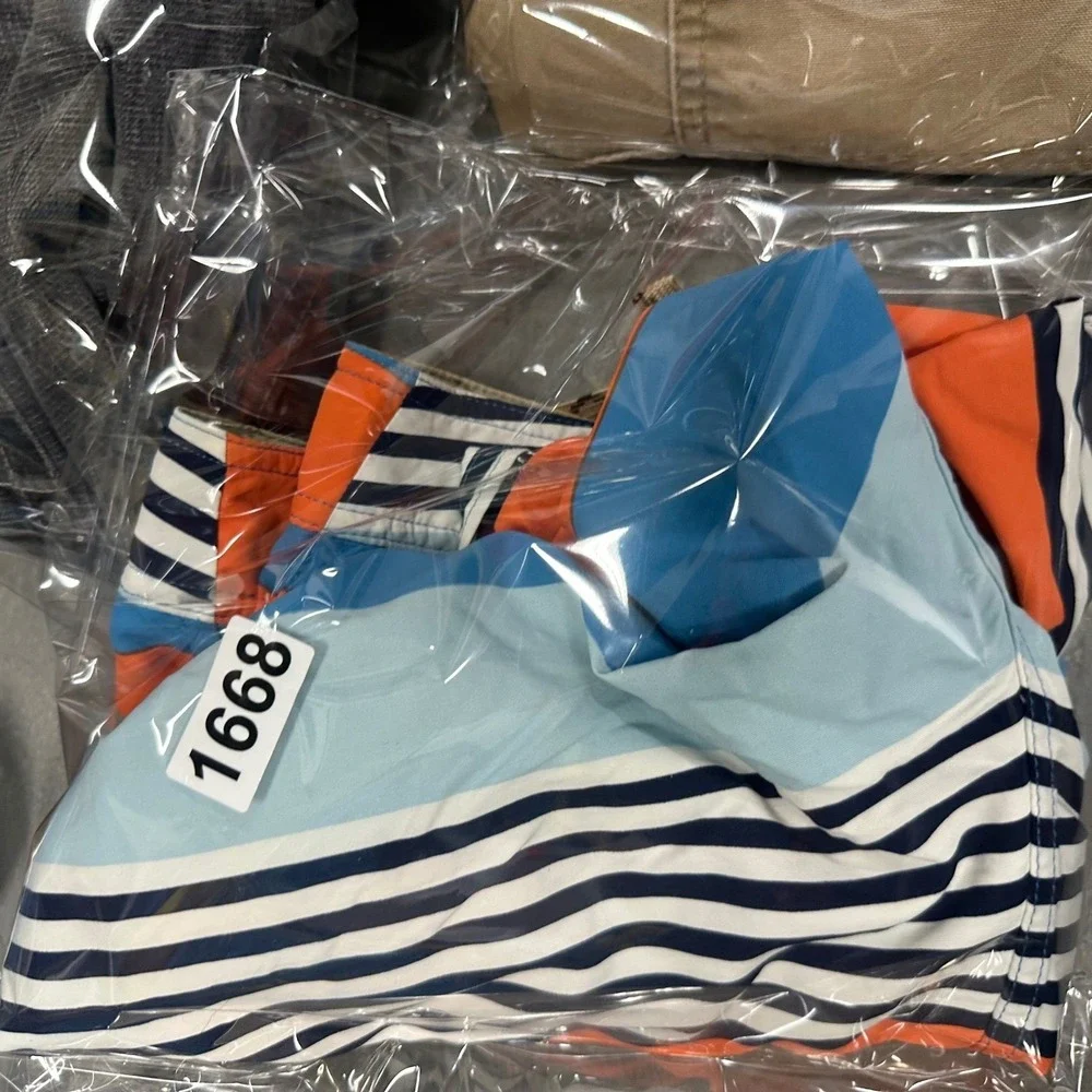Patagonia Board Shorts‎ Size 36 Orange Striped Swim Trunks Men